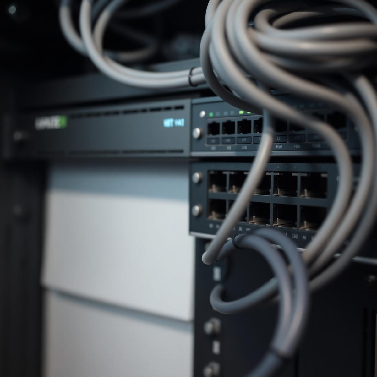 Installed network rack with firewall and access points